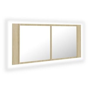 vidaXL LED kupaonski ormarić s ogledalom boja hrasta 100x12x45 akrilni