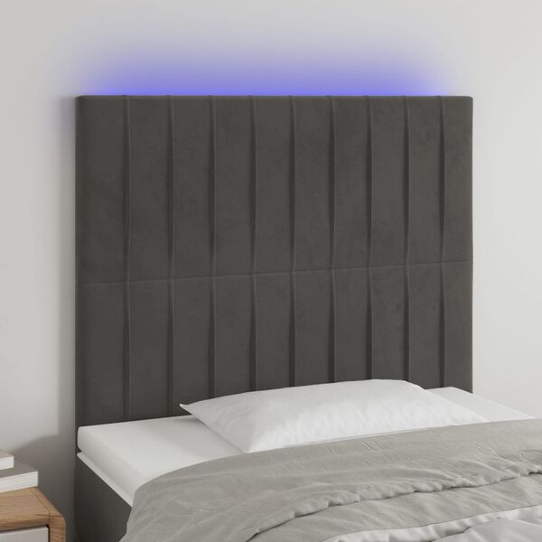 vidaXL LED uzglavlje tamnosivo 100x5x118/128 cm bar&scaron;unasto
