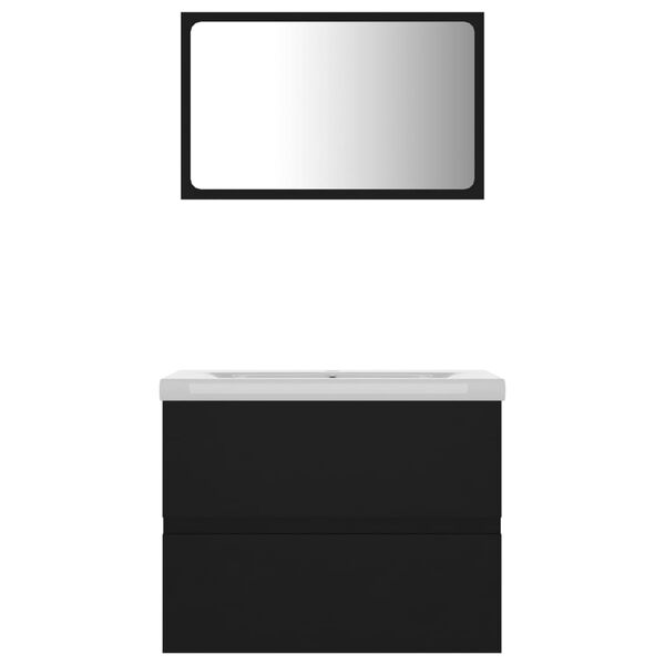 vidaXL Set kupaonskog namještaja od iverice crni