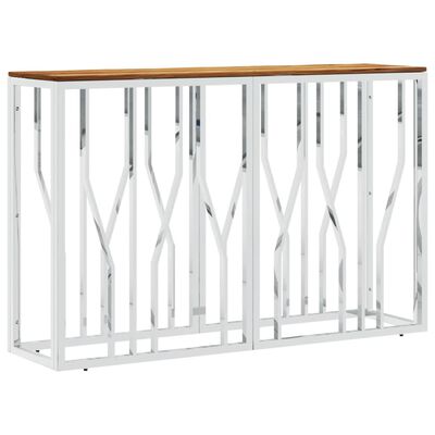 vidaXL Konzolni stol srebrni od nehrđajućeg čelika i obnovljenog drva