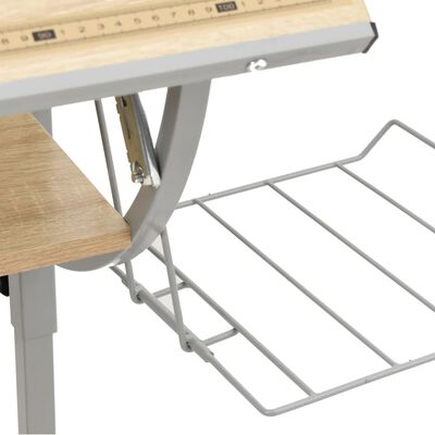 vidaXL Radni stol boja hrasta i siva 110 x 53 x(58-87) cm drvo i čelik