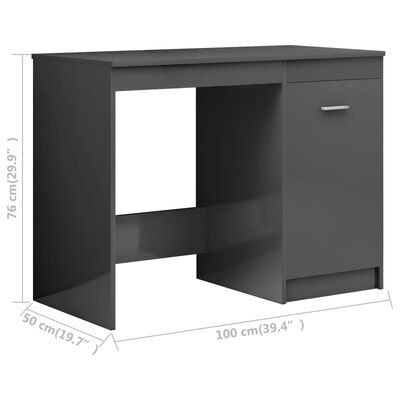 vidaXL Radni stol visoki sjaj sivi 100 x 50 x 76 cm od iverice