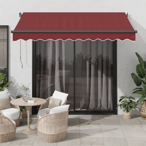 vidaXL Tenda na automatsko uvlačenje s LED svjetlima bordo 350x250 cm