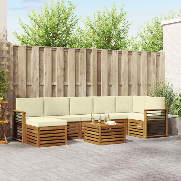vidaXL Setovi sofa 8 pcs Prirodna i krem Čvrsto drvo akacije