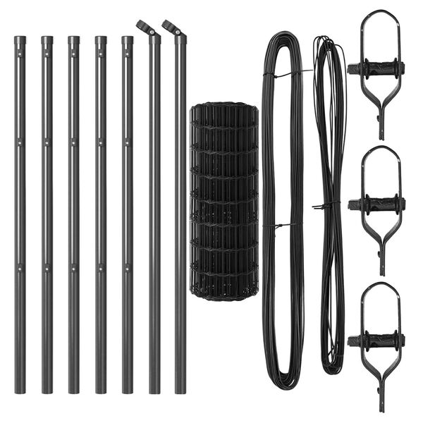 vidaXL Ograda s postovima Siva 0,4 x 50 m Čelik i PVC