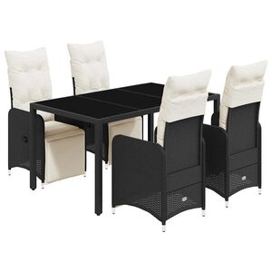 vidaXL 5-dijelni vrtni bistro set od poliratana s jastucima crni