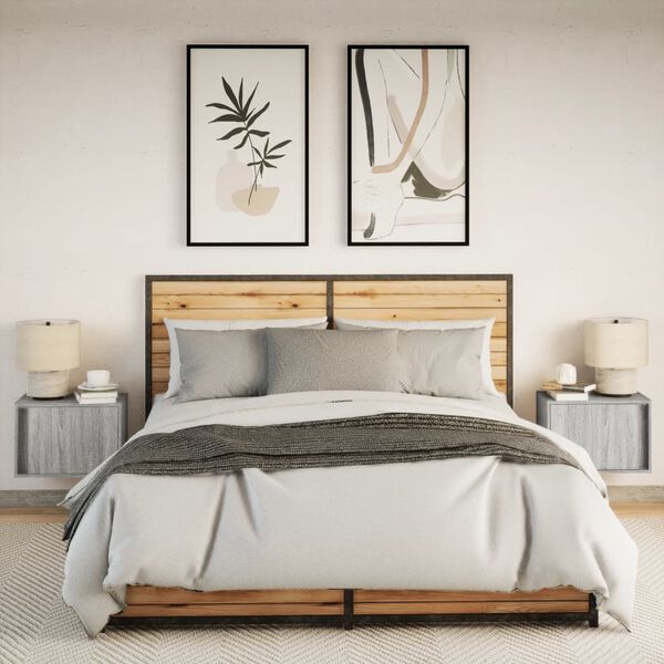 vidaXL Zidni noćni ormarići s LED svjetlima 2 kom boja hrasta sonome