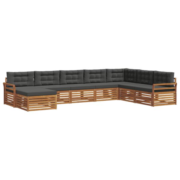 vidaXL Setovi sofa 8 pcs Prirodna i antracit Čvrsto drvo akacije