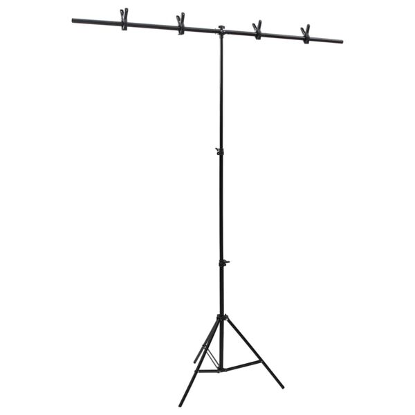 vidaXL Stalak za pozadinu u obliku slova T crni 151x60x(70-200) cm