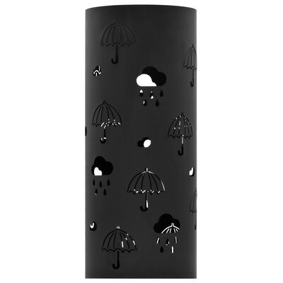 vidaXL Stalak za kišobrane s uzorkom kišobrana čelični crni