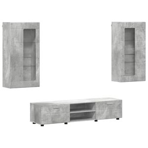 vidaXL Set TV komoda FLORIN 3 pcs Betonski sivi Konstruirano drvo