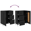 vidaXL Highboard Crni hrast 69,5 x 34 x 180 cm Konstruirano drvo