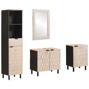 vidaXL Setovi za kupaonicu 4 pcs Fin&scaron; bijelog pranja Čvrsto drvo manga