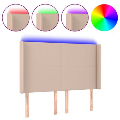 vidaXL LED uzglavlje boja cappuccina 147x16x118/128cm od umjetna koža