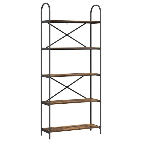 vidaXL Polica Dimljeni hrast 80 x 30 x 183 cm Konstruirano drvo