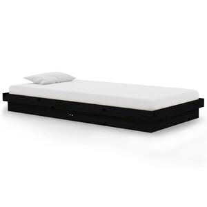 vidaXL Okvir za krevet od masivnog drva crni 100 x 200 cm