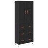 vidaXL Highboard Crni hrast 69,5 x 34 x 180 cm Konstruirano drvo