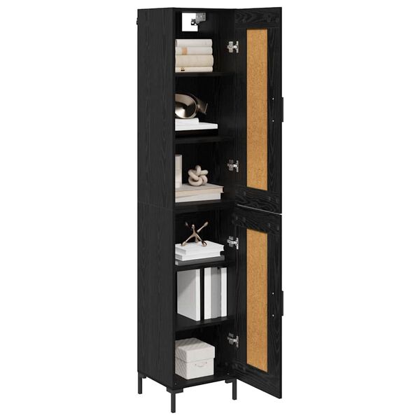vidaXL Highboard Crni hrast 34,5 x 34 x 180 cm Konstruirano drvo