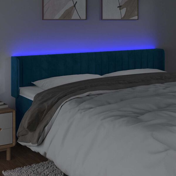 vidaXL LED uzglavlje tamnoplavo 183x16x78/88 cm bar&scaron;unasto