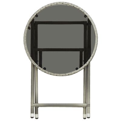 vidaXL Stolić za čaj sivi 60 cm poliratana od kaljenog stakla