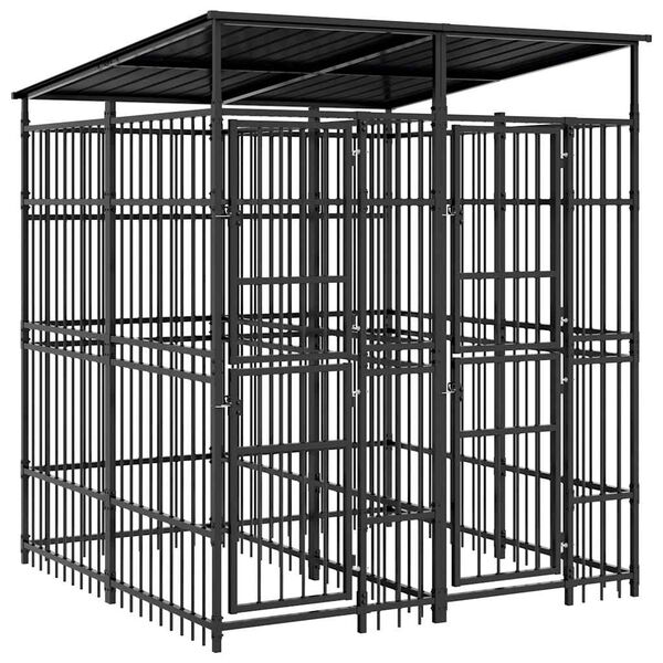 vidaXL Vanjski kavez za pse s krovom čelični 3,69 m&sup2;