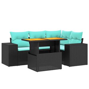 vidaXL 5-dijelni set vrtnih sofa od poliratana s jastucima crni