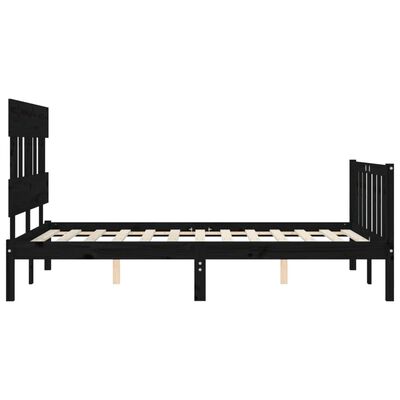 vidaXL Okvir kreveta s uzglavljem crni 140 x 190 cm od masivnog drva