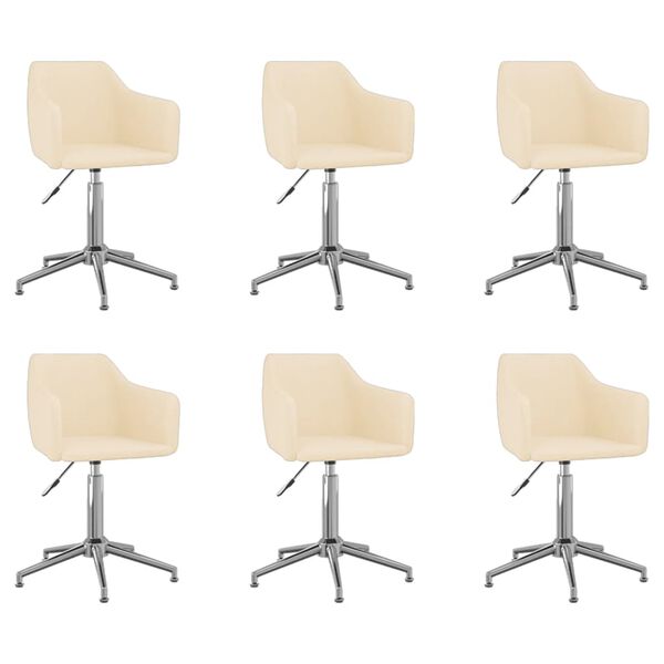 vidaXL Okretne blagovaonske stolice od tkanine 6 kom krem