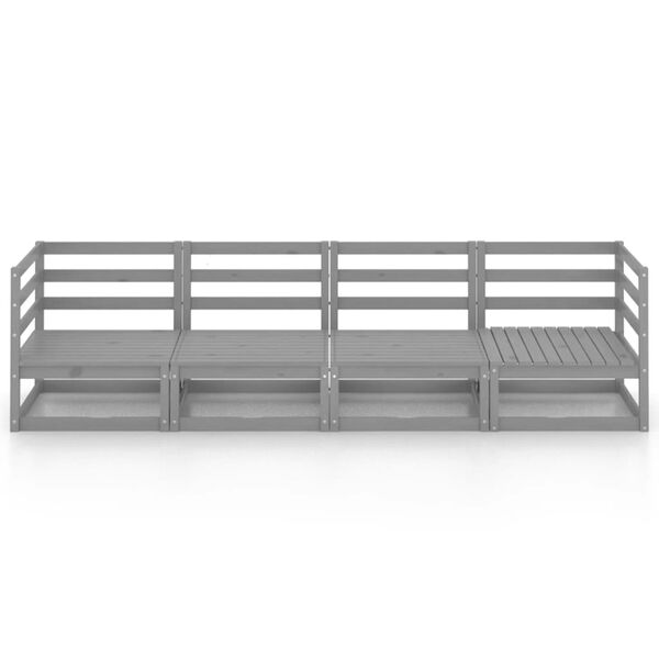 vidaXL Vrtni četverosjed od masivne borovine sivi