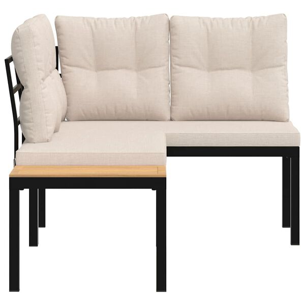 vidaXL Vrtne klupe s jastucima 2 kom crne od čelika obloženog prahom