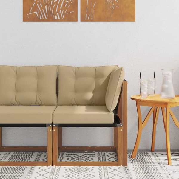 vidaXL Vanjski kutni kauč Masivno bagremovo drvo, Tekstilen Prirodna