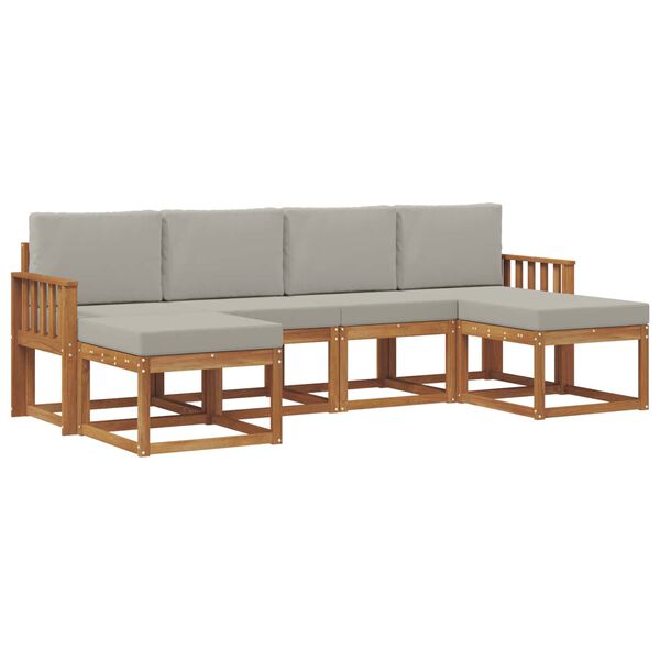 vidaXL Set vanjskih sofa s jastukom 6 pcs Prirodna i svijetlo siva