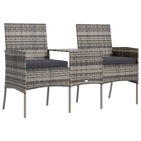 vidaXL Vrtni dvosjed od poliratana sa stolićem za čaj antracit