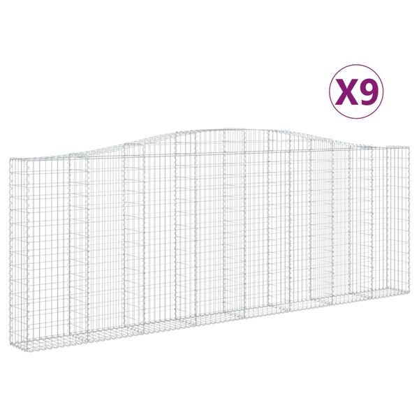vidaXL Lučne gabionske košare 9 kom 400x30x140/160cm pocinčano željezo