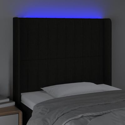 vidaXL LED uzglavlje crno 93 x 16 x 118/128 cm od tkanine