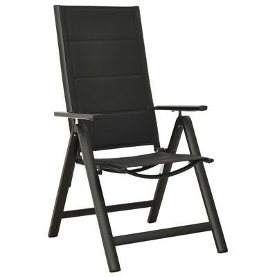 vidaXL Sklopive vrtne stolice 2 kom od tekstilena i aluminija crne