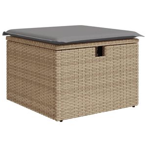 vidaXL Vrtni tabure s jastukom bež 55 x 55 x 37 cm od poliratana