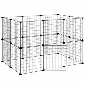 vidaXL Kavez za ljubimce s 20 panela i vratima crni 35 x 35 cm čelični