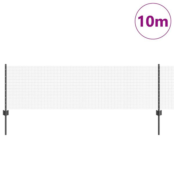 vidaXL Ograda s postovima Siva 0,6 x 10 m Čelik i PVC