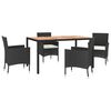 vidaXL 5-dijelni vrtni blagovaonski set s jastucima od poliratana crni
