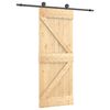 vidaXL Klizna vrata Prirodna i crna 85 x 210 cm Čvrsta borovina