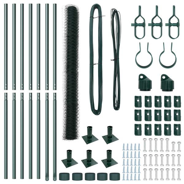 vidaXL Stup za ogradu Zelena 10 x 1,4 m (mreža 50 mm) Čelik i PVC