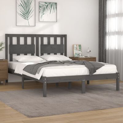 vidaXL Okvir za krevet od masivne borovine sivi 200 x 200 cm