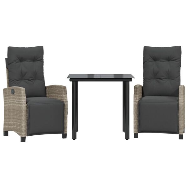 vidaXL 3-dijelni vrtni blagovaonski set svjetlosivi od poliratana