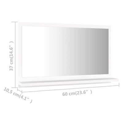 vidaXL Kupaonsko ogledalo bijelo 60 x 10,5 x 37 cm konstruirano drvo