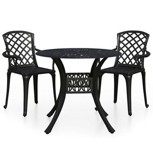 vidaXL 3-dijelni bistro set od lijevanog aluminija crni