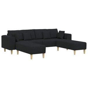 vidaXL Sofa 3 kom. Crna tkanina