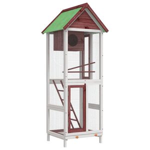 vidaXL Kućica za ptice boja kave 60x58,5x160 cm od masivne borovine