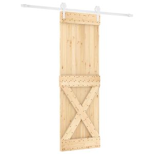 vidaXL Klizna vrata 80 x 210 cm Masivna borovina Prirodna i bijela
