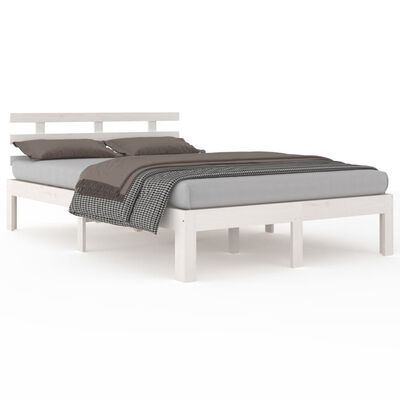vidaXL Okvir za krevet od masivnog drva bijeli 120 x 200 cm
